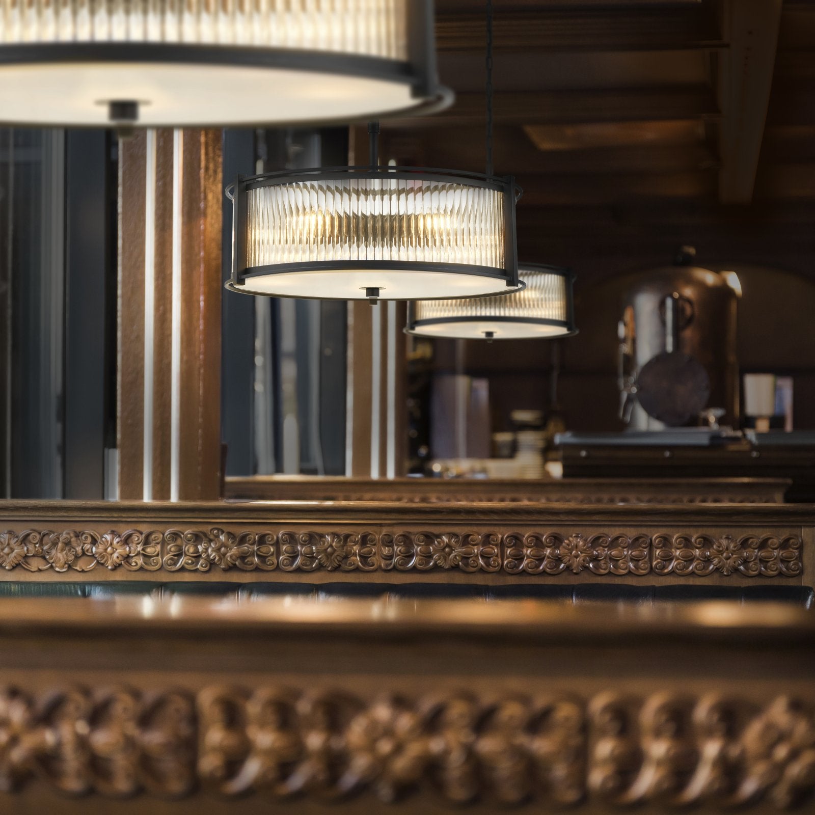 Franklite Sloane 5 Light Ceiling Light In Matt Black With Ribbed And Frosted Glass FL2504-5