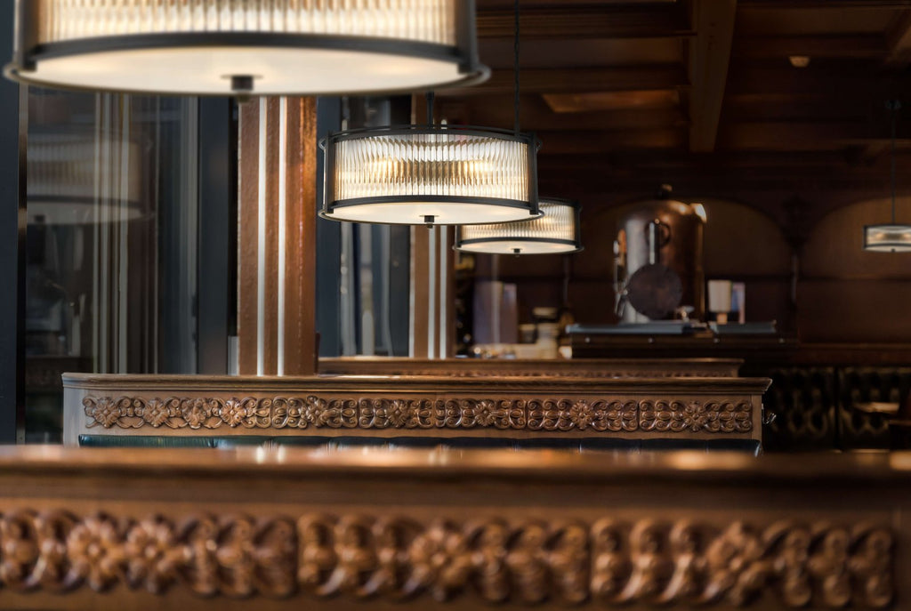 Franklite Sloane 5 Light Ceiling Light In Matt Black With Ribbed And Frosted Glass FL2504-5