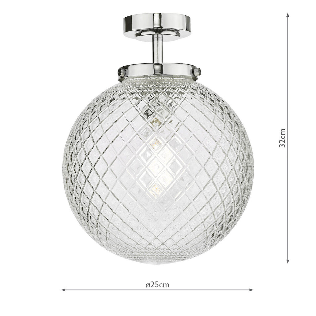 Dar Wayne Semi Flush Ceiling Light In Polished Chrome Finish WAY0150