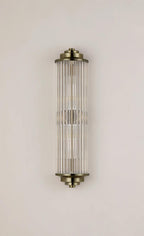 Pillar 2 Light Bathroom Wall Light In Antique Brass And Clear Glass Rods IP44 G9