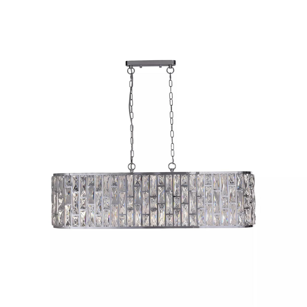 Bijou 8 Light  Oval Ceiling Pendant Light In Polished Chrome Finish With Crystal Glass 65818-8CC
