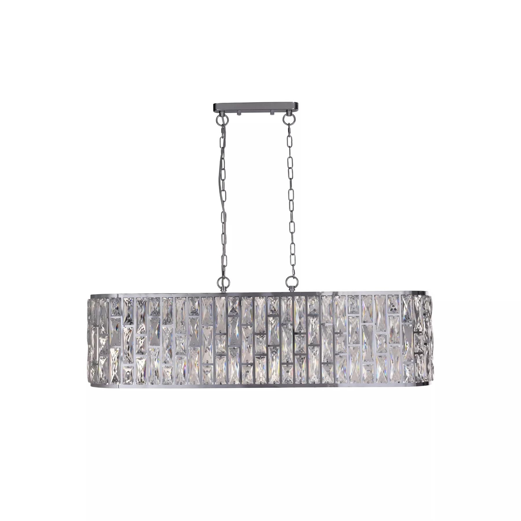 Bijou 8 Light  Oval Ceiling Pendant Light In Polished Chrome Finish With Crystal Glass 65818-8CC