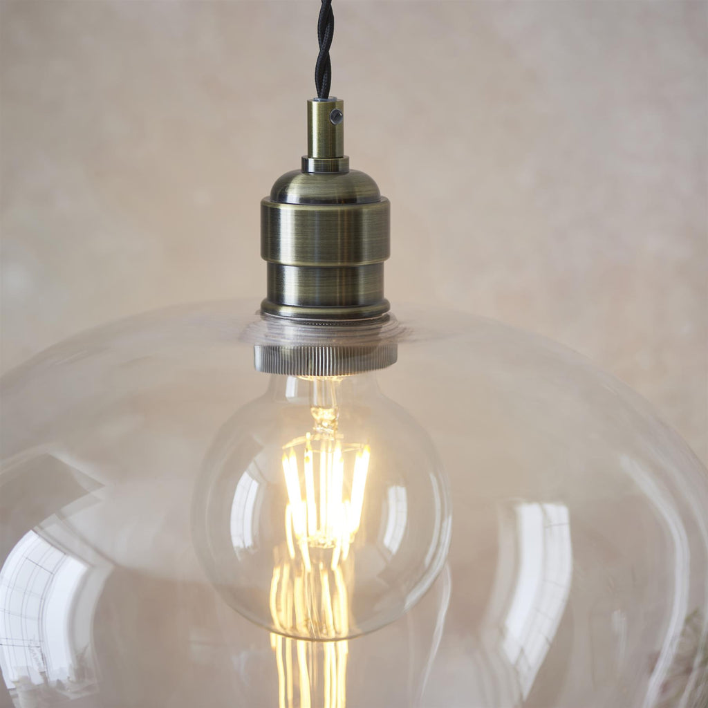 Camden Medium Shallow Ceiling Pendnat Light In Antique Brass Finish 100948