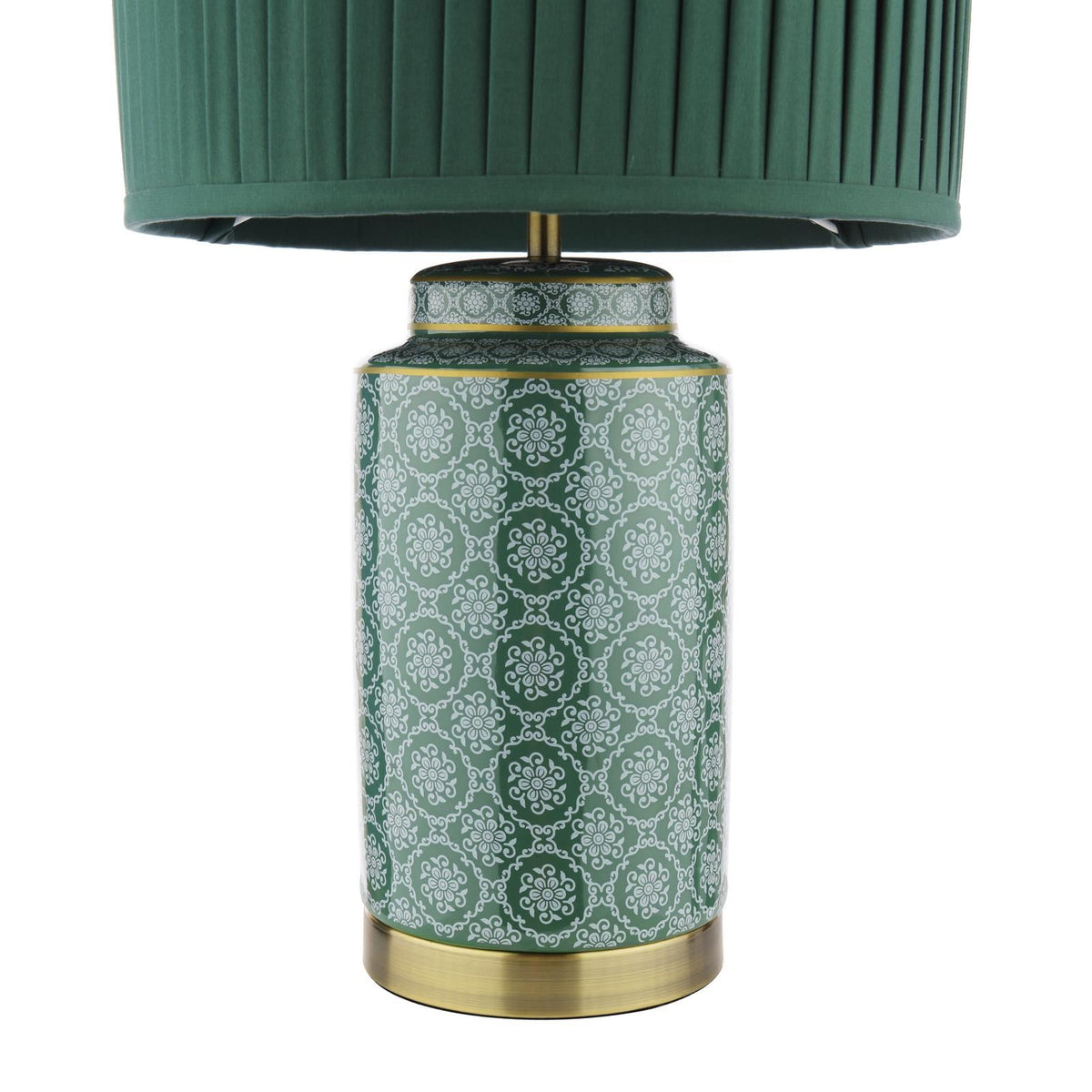 Laura Ashley Knipton Table Lamp Green Ceramic and Antique Brass With Shade LA3756699-Q