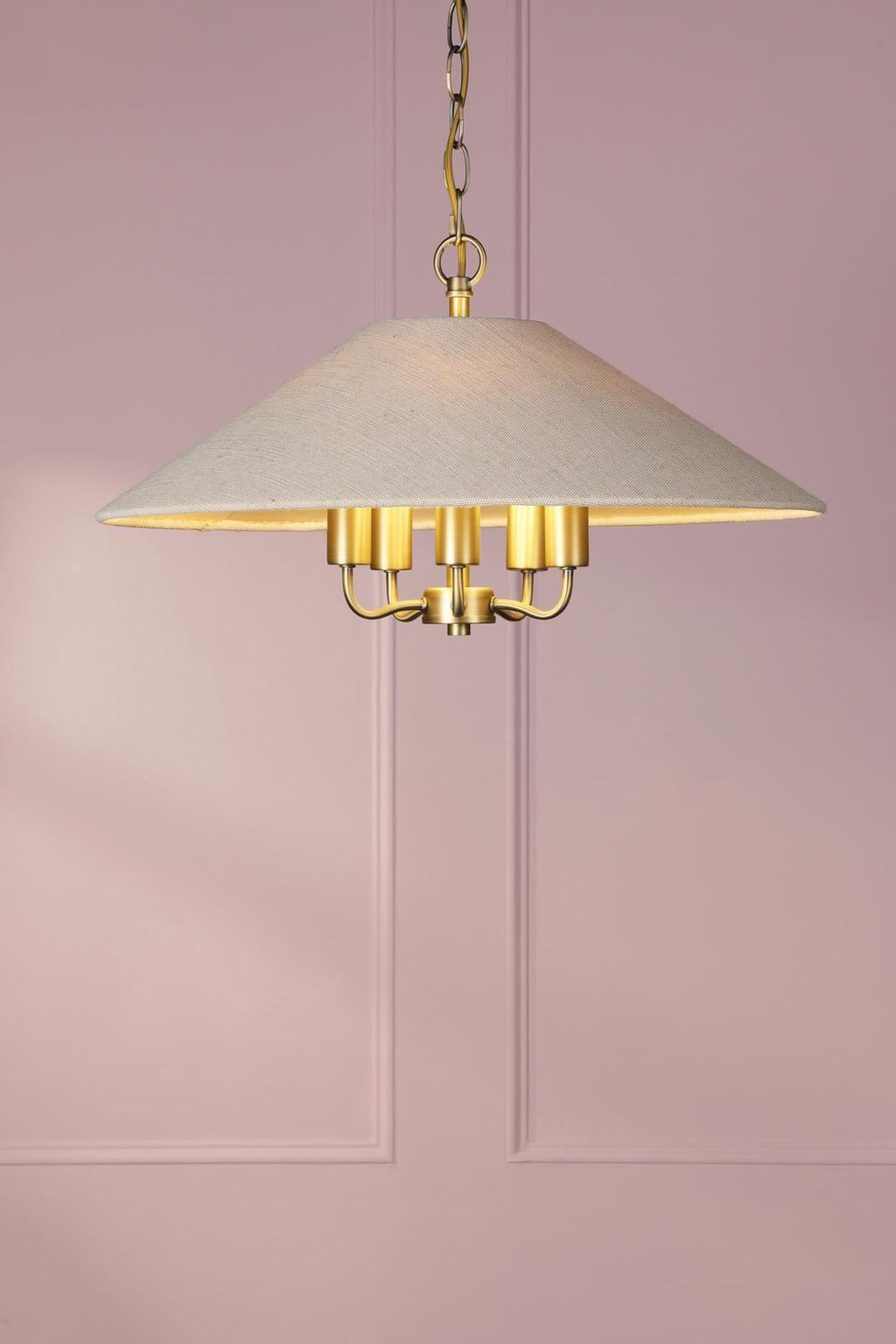 Laura Ashley Harland 5 Light Pendant Matt Antique Brass With Shade LA3756723-Q