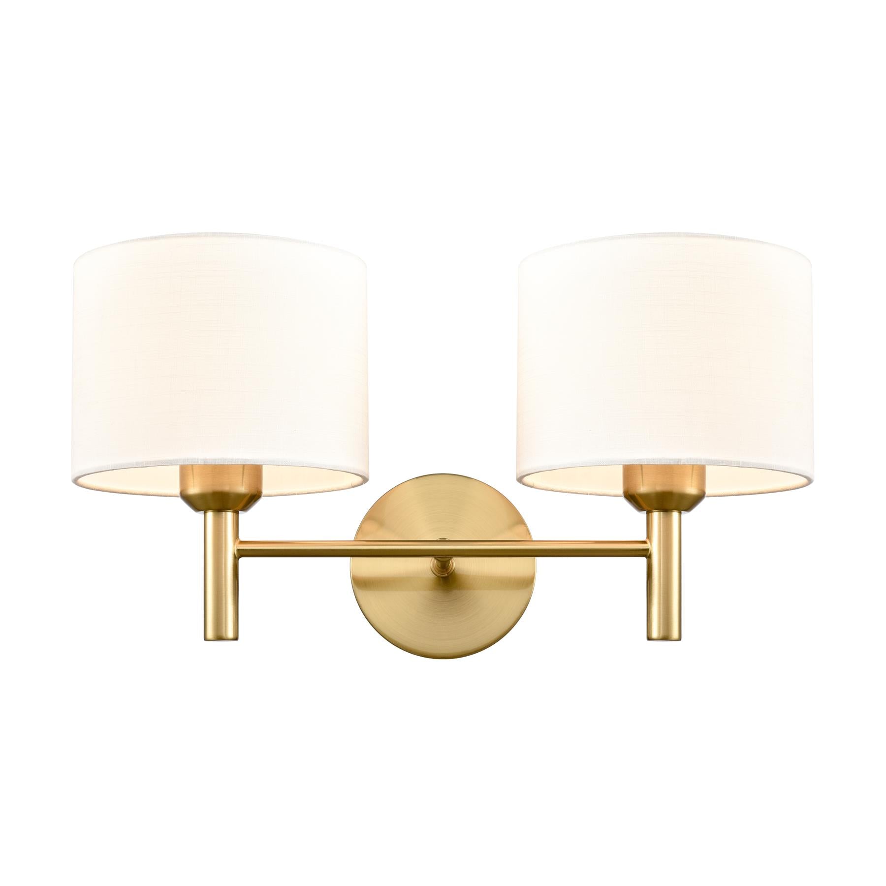 Franklite Barolo 2 Light Wall Light In Aged Brass With Off White Shades FL2471-2