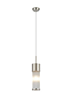 Pillar Bathroom Single Ceiling Pendant Light In Polished Nickel And Clear Glass Rods IP44 E14