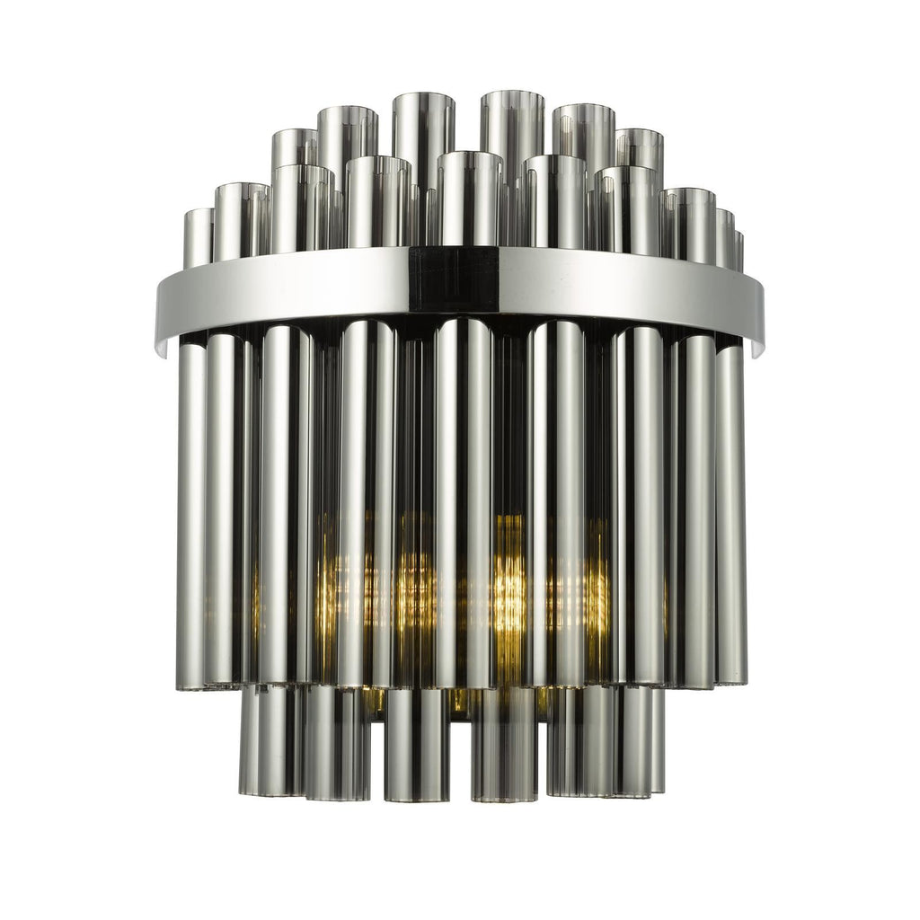 Imani 2 Light Wall Light Polished Chrome and Smoked Ribbed Glass IMA0950