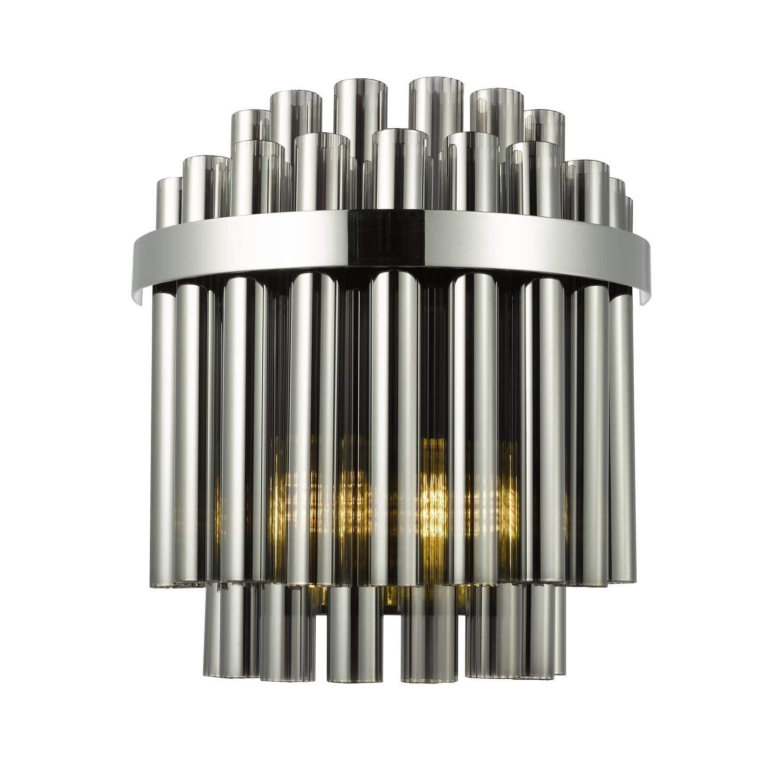 Imani 2 Light Wall Light Polished Chrome and Smoked Ribbed Glass IMA0950