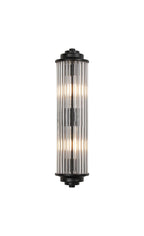 Pillar 2 Light Bathroom Wall Light In Satin Black And Clear Glass Rods IP44 G9