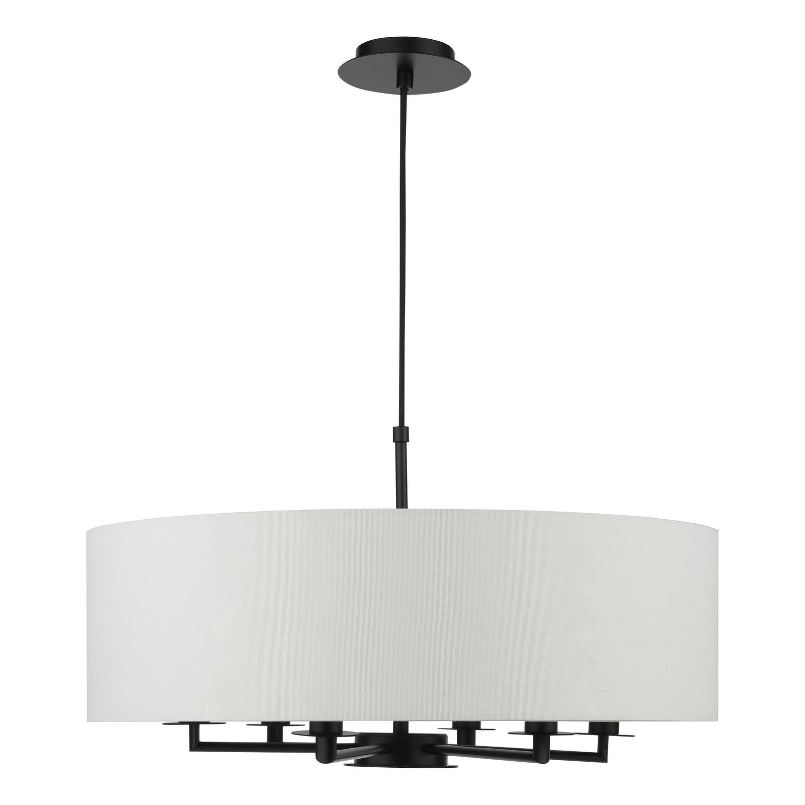Tyler 6 Light Ceiling Pendant Matt Black and White With Shade TYL6422