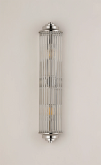 Pillar 2 Light Bathroom Wall Light In Polished Nickel And Clear Glass Rods IP44 E14