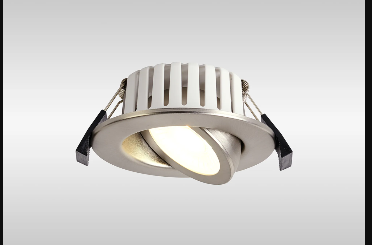 Oslo Dimmable Colour Changing Tilted LED Downlight In Brushed Nickel