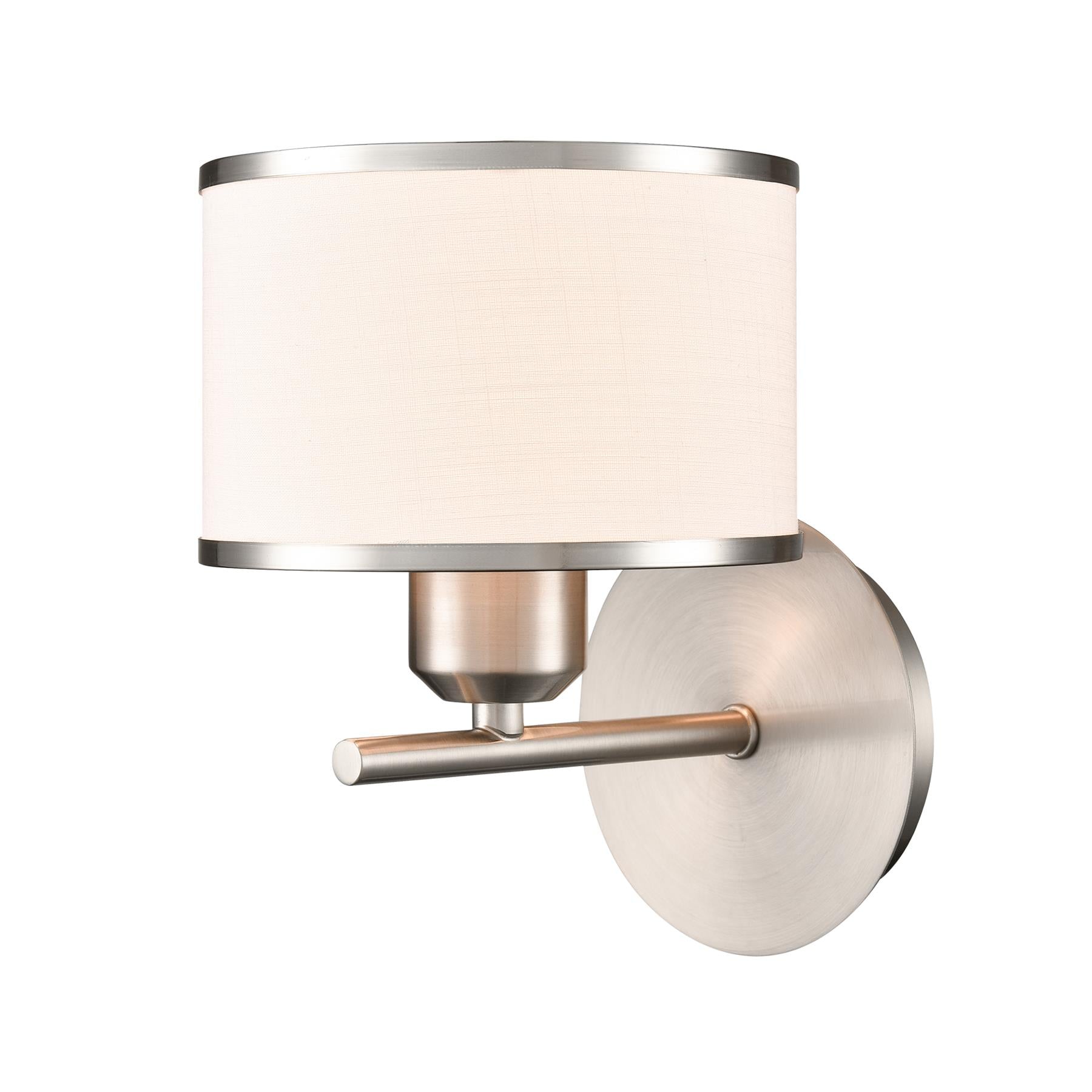 Franklite Polaris Single Wall Light In Satin Nickel With Fabric Shade FL2497-1