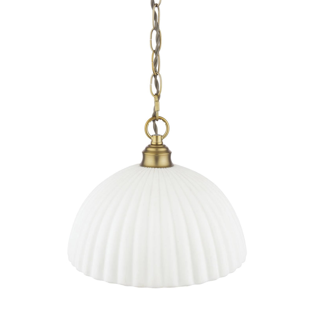 Laura Ashley Durford Large Pendant Matt Antique Brass and White LA3756726-Q