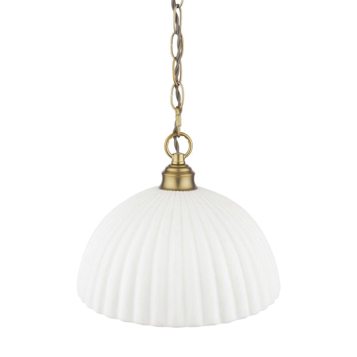 Laura Ashley Durford Large Pendant Matt Antique Brass and White LA3756726-Q