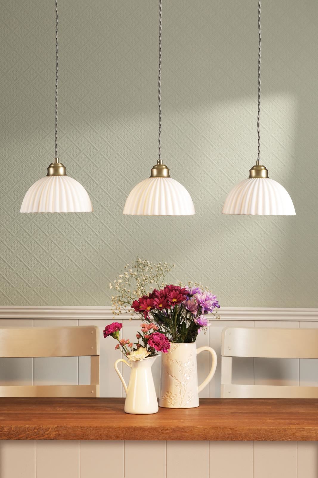 Laura Ashley Durford 3 Light Bar Pendant Matt Antique Brass and White Ceramic LA3756727-Q