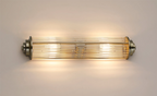 Pillar 2 Light Bathroom Wall Light In Antique Brass And Clear Glass Rods IP44 E14