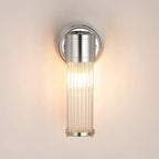 Pillar 1 Light Bathroom Wall Light In Polished Nickel And Clear Glass Rods IP44 E14