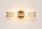 Pillar Up And Down 2 Light Bathroom Wall Light In Gold And Clear Glass Rods IP44 E14