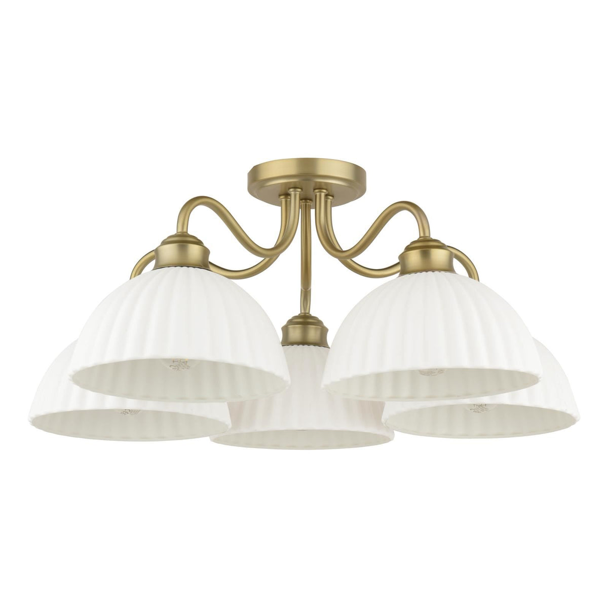 Laura Ashley Durford 5 Light Semi-Flush Matt Antique Brass and White Ceramic LA3756725-Q
