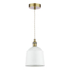 Laura Ashley Porcelain Pendant Cream and Antique Brass LA3756729-Q