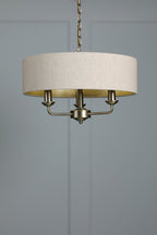 Laura Ashley Sorrento 3 Light Chandelier  Matt Antique Brass With Natural Shade LA3756751-Q