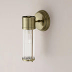 Pillar 1 Light Bathroom Wall Light In Antique Brass And Clear Glass Rods IP44 E14