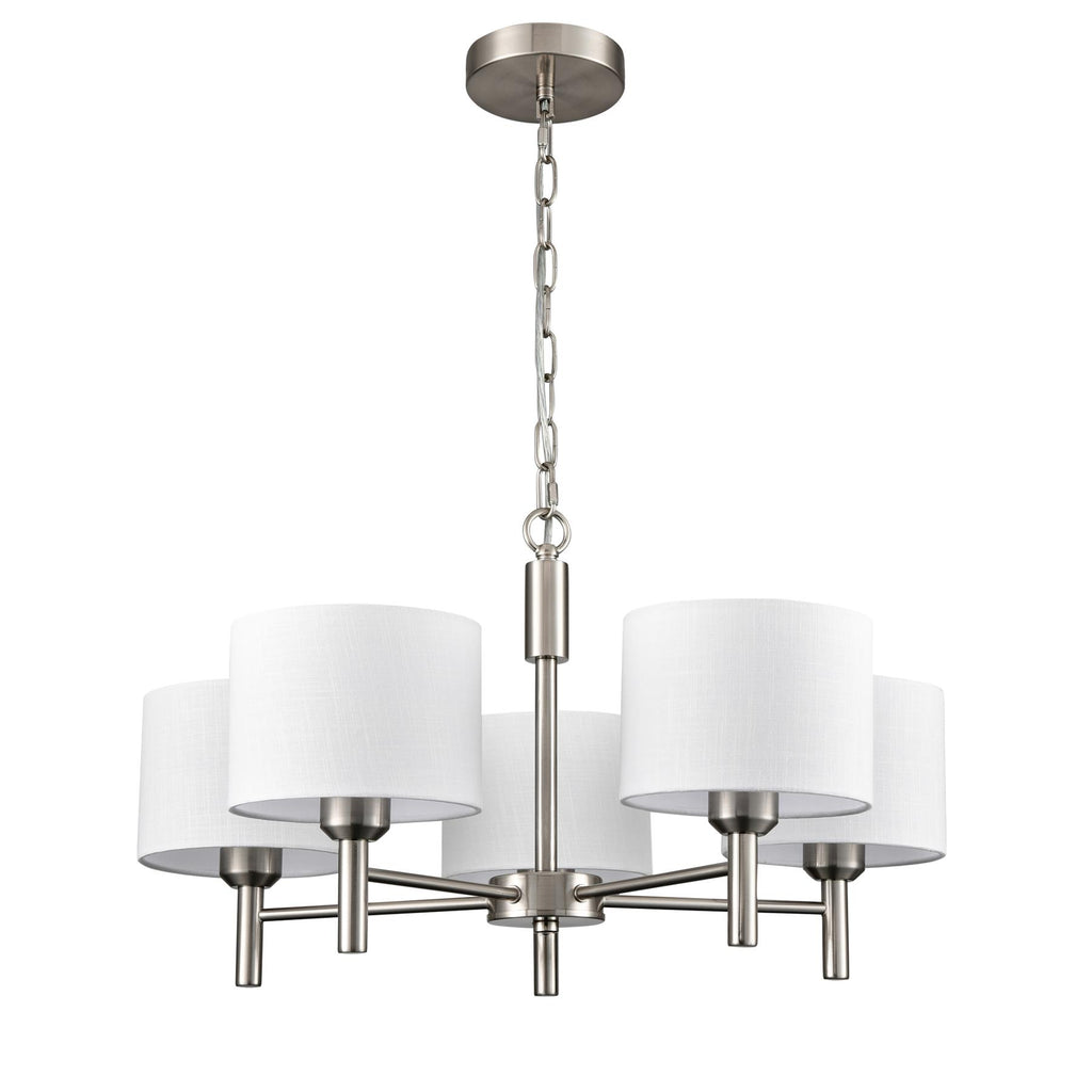 Franklite Barolo 5 Light Ceiling Light In Satin Nickel With Off White Shades FL2494-5