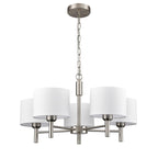 Franklite Barolo 5 Light Ceiling Light In Satin Nickel With Off White Shades FL2494-5