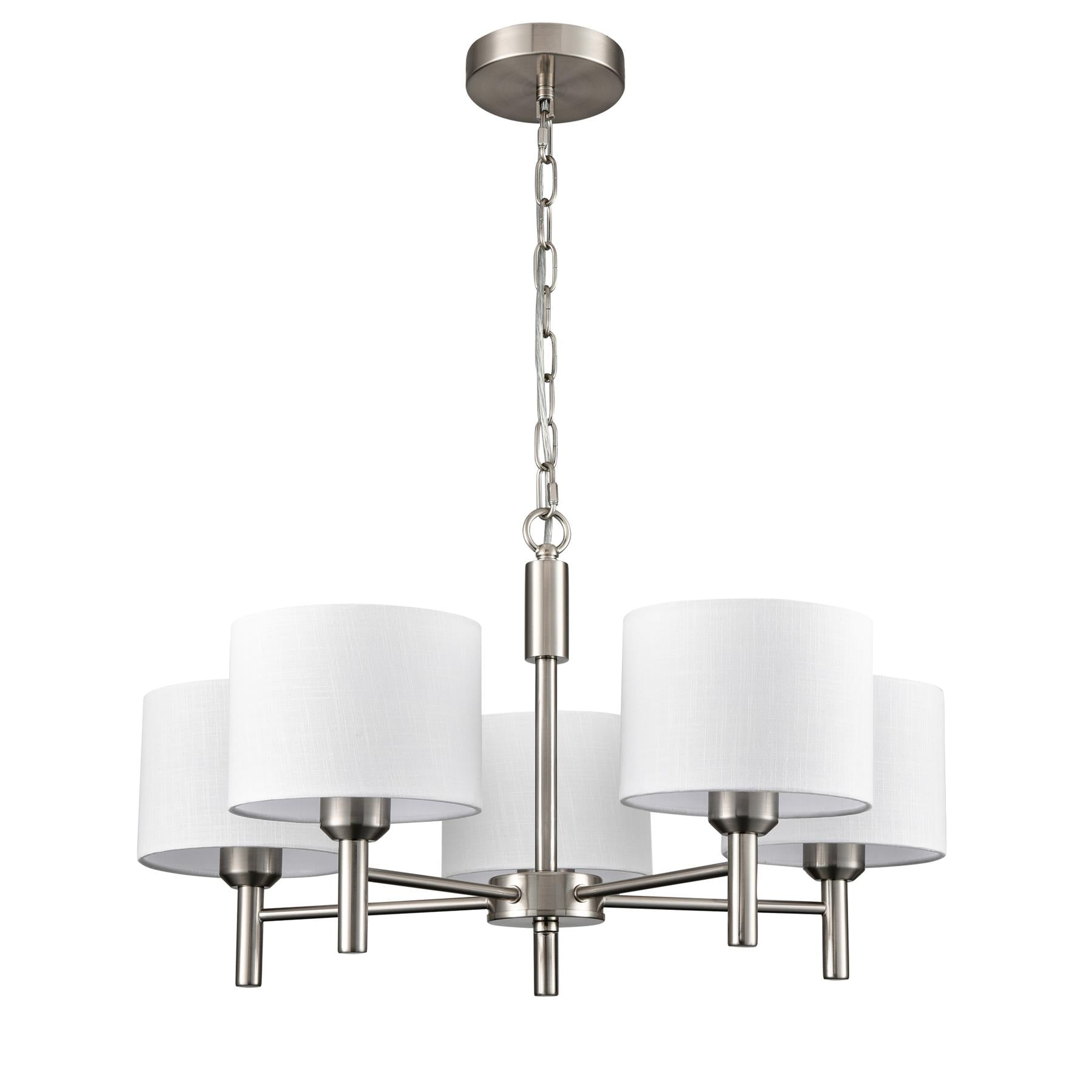 Franklite Barolo 5 Light Ceiling Light In Satin Nickel With Off White Shades FL2494-5