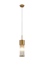 Pillar Bathroom Single Ceiling Pendant Light In Gold And Clear Glass Rods IP44 E14