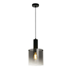 Sweden 1Lt Ceiling Pendant Light In Matt Black With Smoked Ombre Glass 88910-1BK