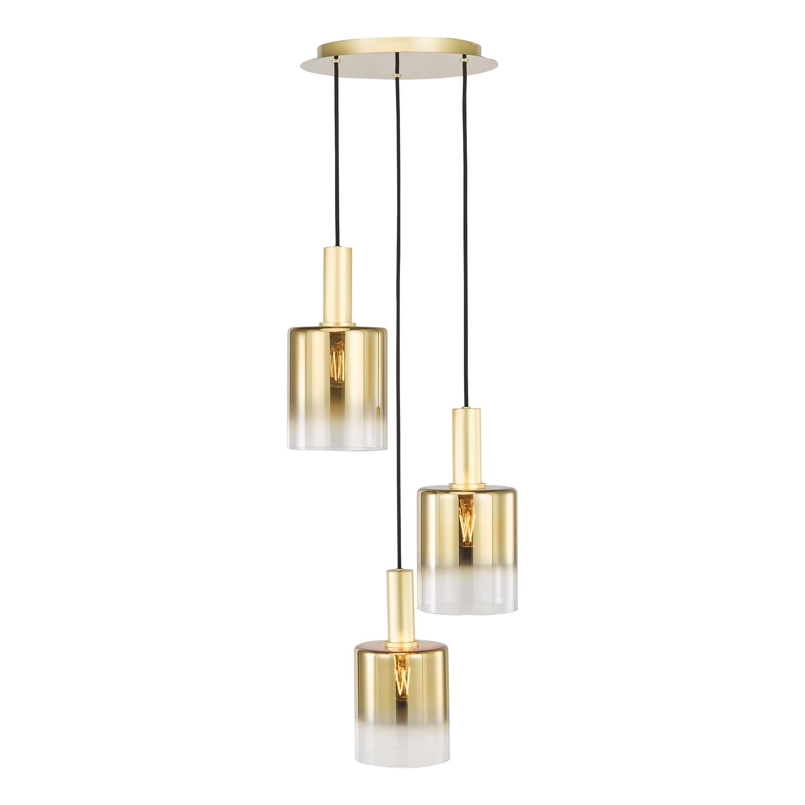 Savannah 3 Light Cluster Pendant Satin Gold and Gold Ombre Glass SAV8835