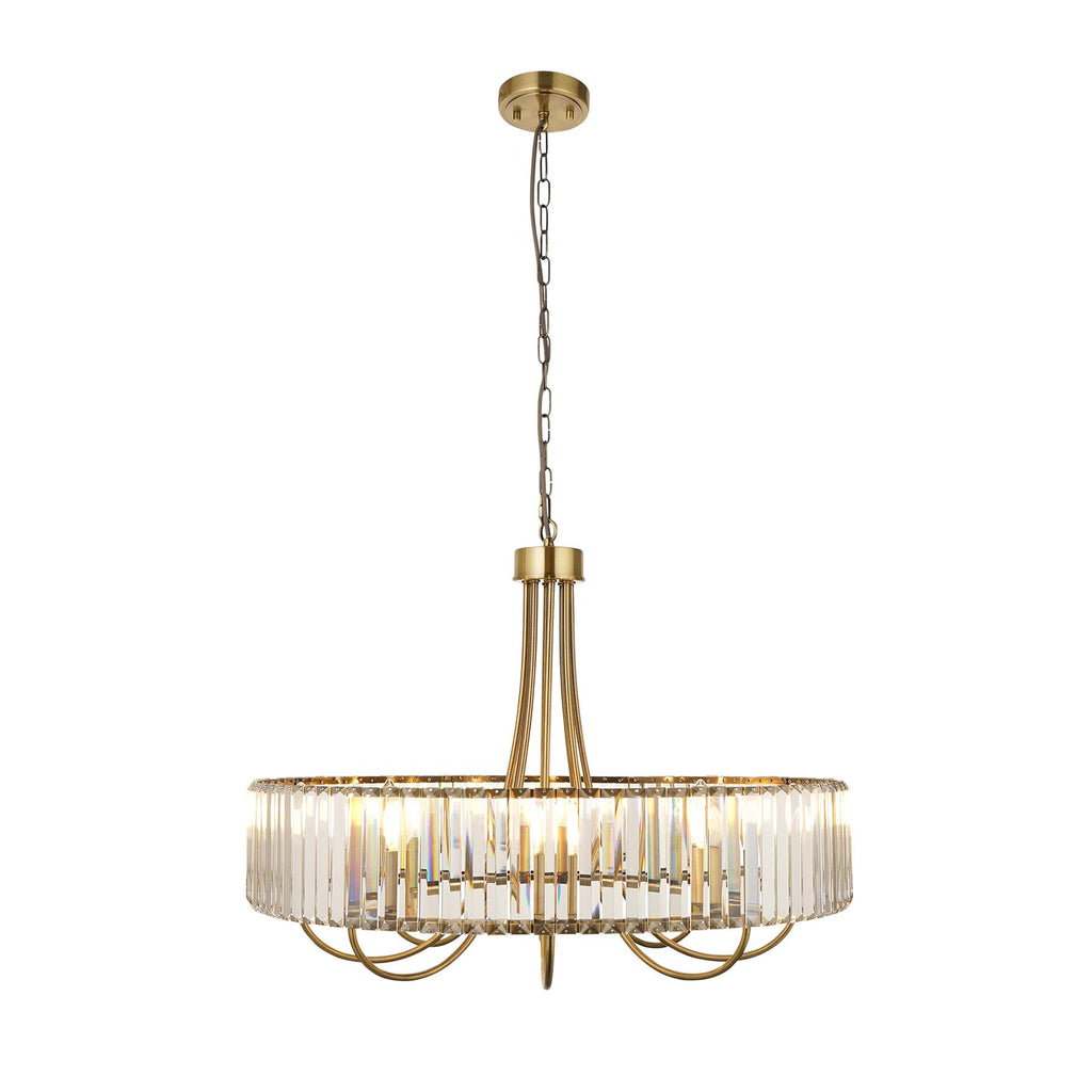 Visconti 8 Light Ceiling Pendant Light In Antique Brass Finish With Clear Glass 119611