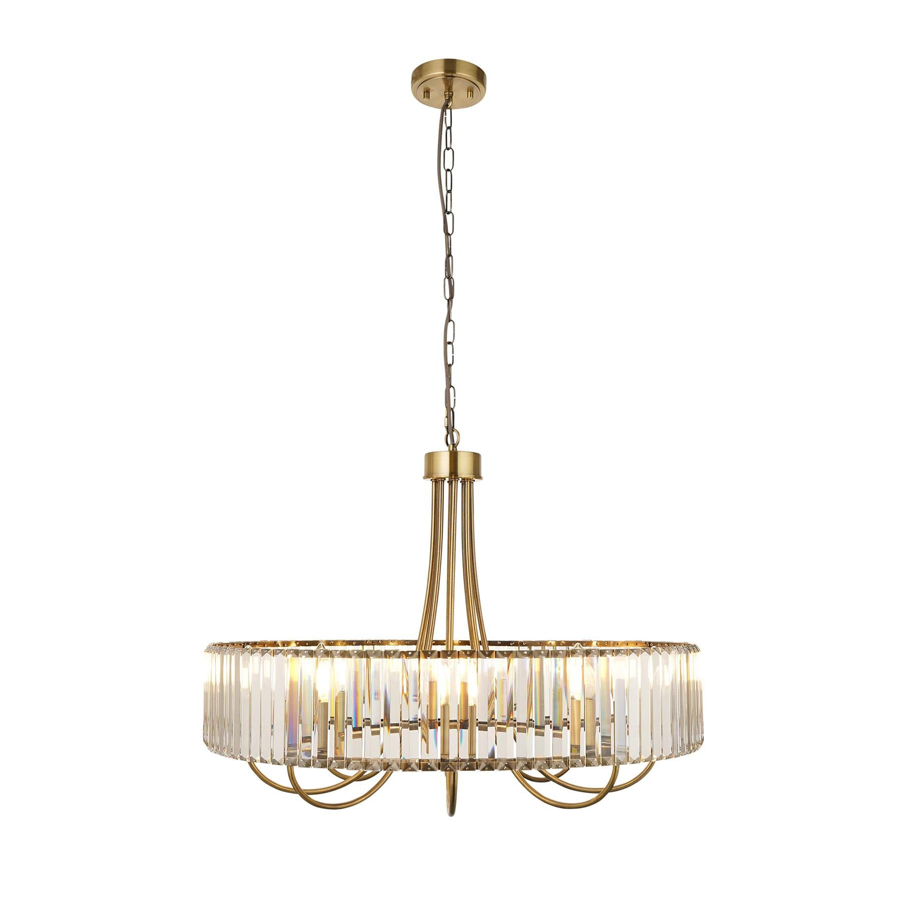 Visconti 8 Light Ceiling Pendant Light In Antique Brass Finish With Clear Glass 119611