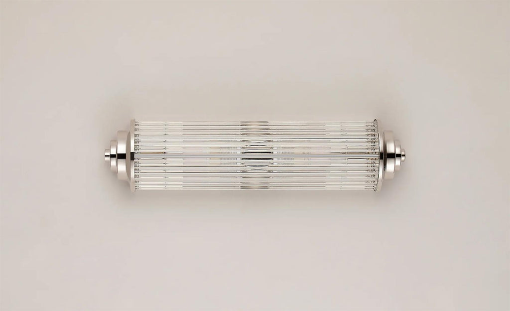 Pillar 2 Light Bathroom Wall Light In Polished Nickel And Clear Glass Rods IP44 G9