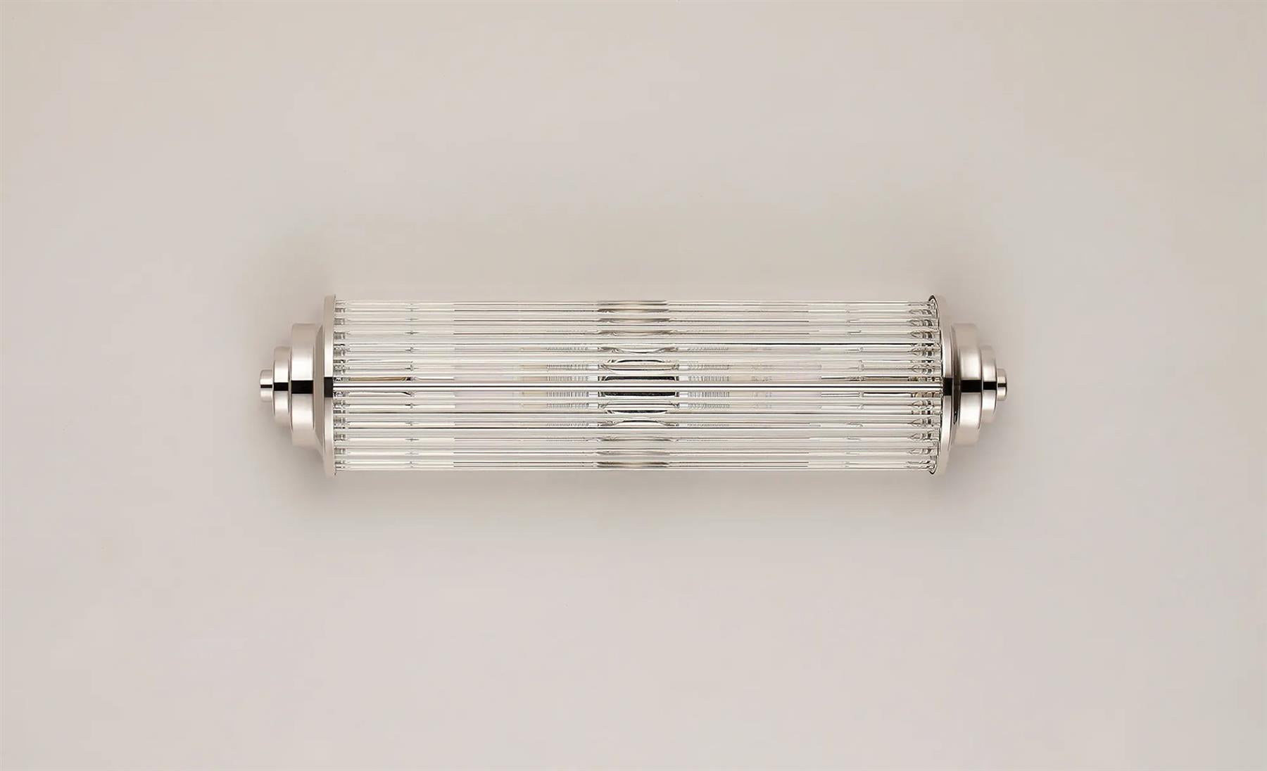 Pillar 2 Light Bathroom Wall Light In Polished Nickel And Clear Glass Rods IP44 G9