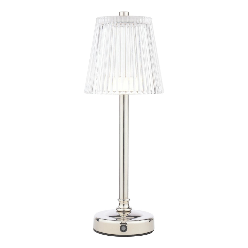 Laura Ashley Callaghan Rechargeable Table Lamp Polished Nickel and Ribbed Glass LED LA3756661-Q