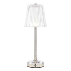 Laura Ashley Callaghan Rechargeable Table Lamp Polished Nickel and Ribbed Glass LED LA3756661-Q