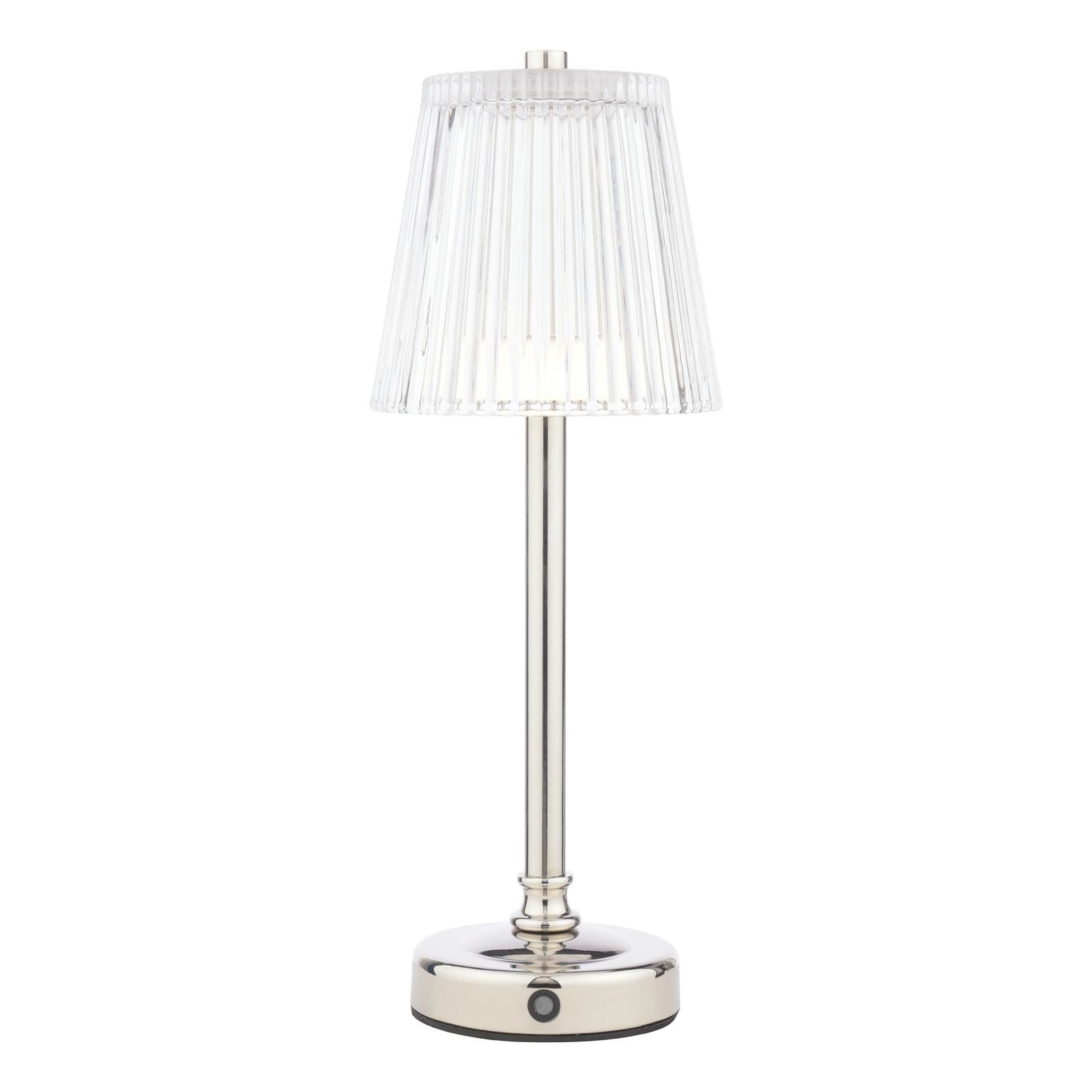 Laura Ashley Callaghan Rechargeable Table Lamp Polished Nickel and Ribbed Glass LED LA3756661-Q