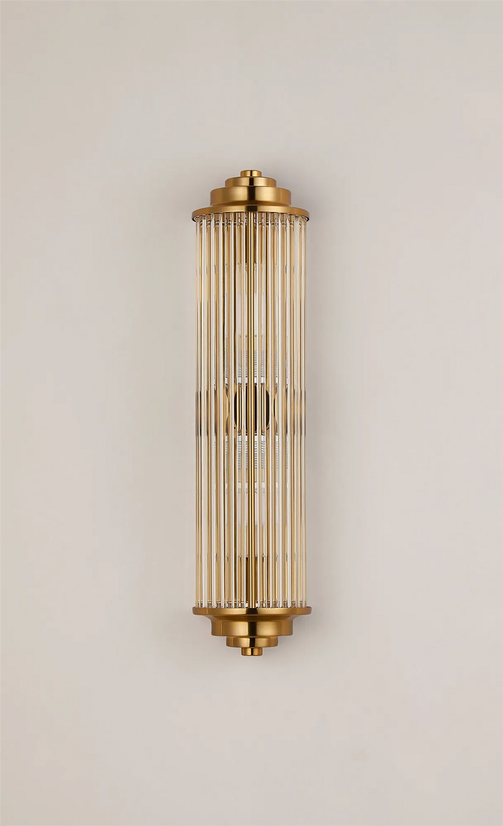 Pillar 2 Light Bathroom Wall Light In Gold And Clear Glass Rods IP44 G9