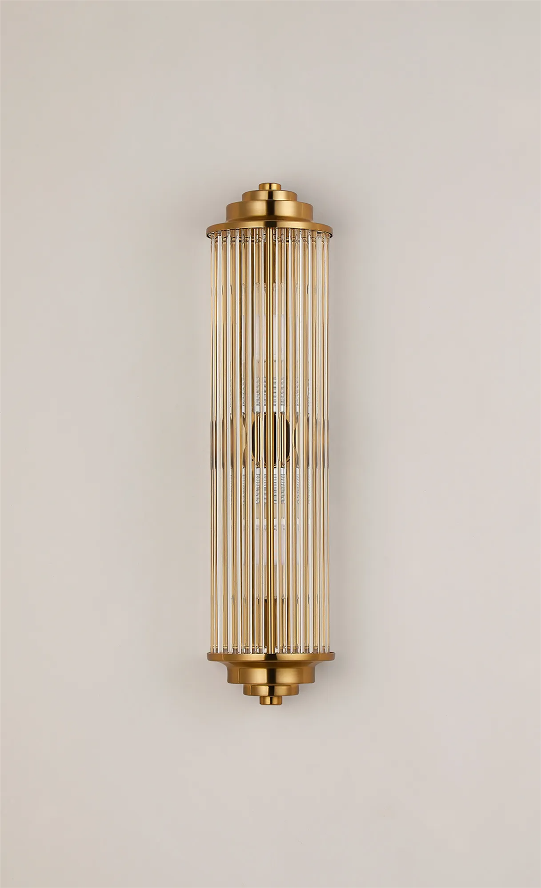 Pillar 2 Light Bathroom Wall Light In Gold And Clear Glass Rods IP44 G9