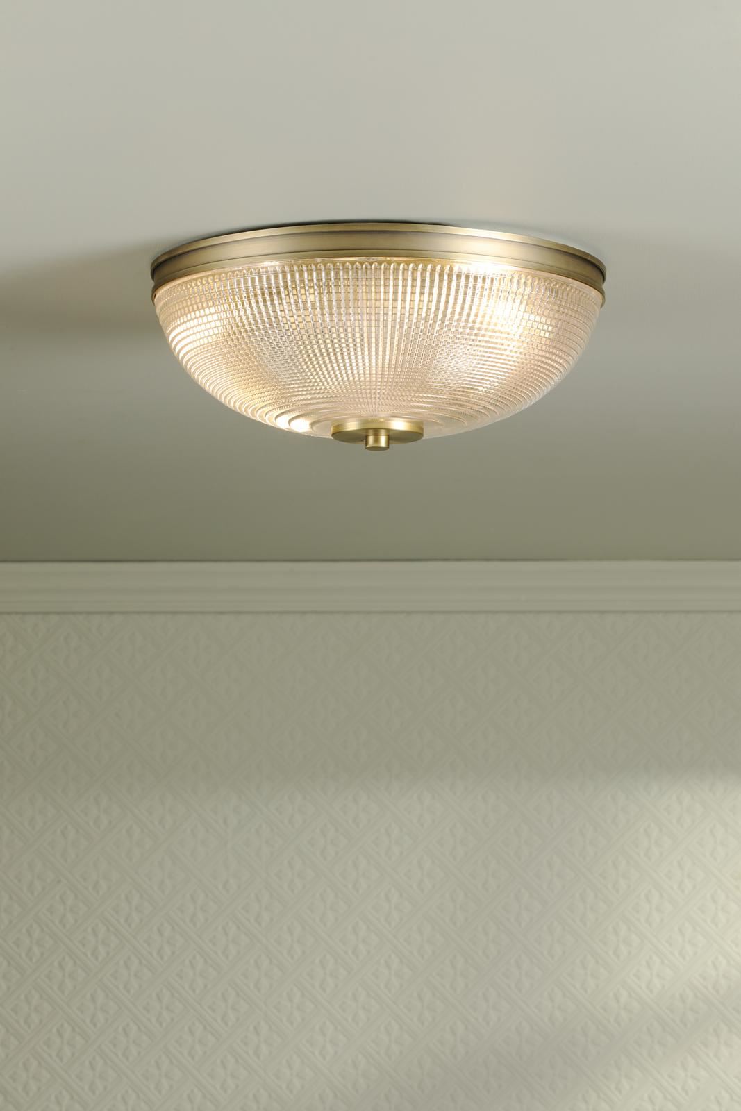 Laura Ashley Langdon 2 Light Bathroom Ceiling Light Matt Antique Brass and Textured Glass IP44 LA3756717-Q