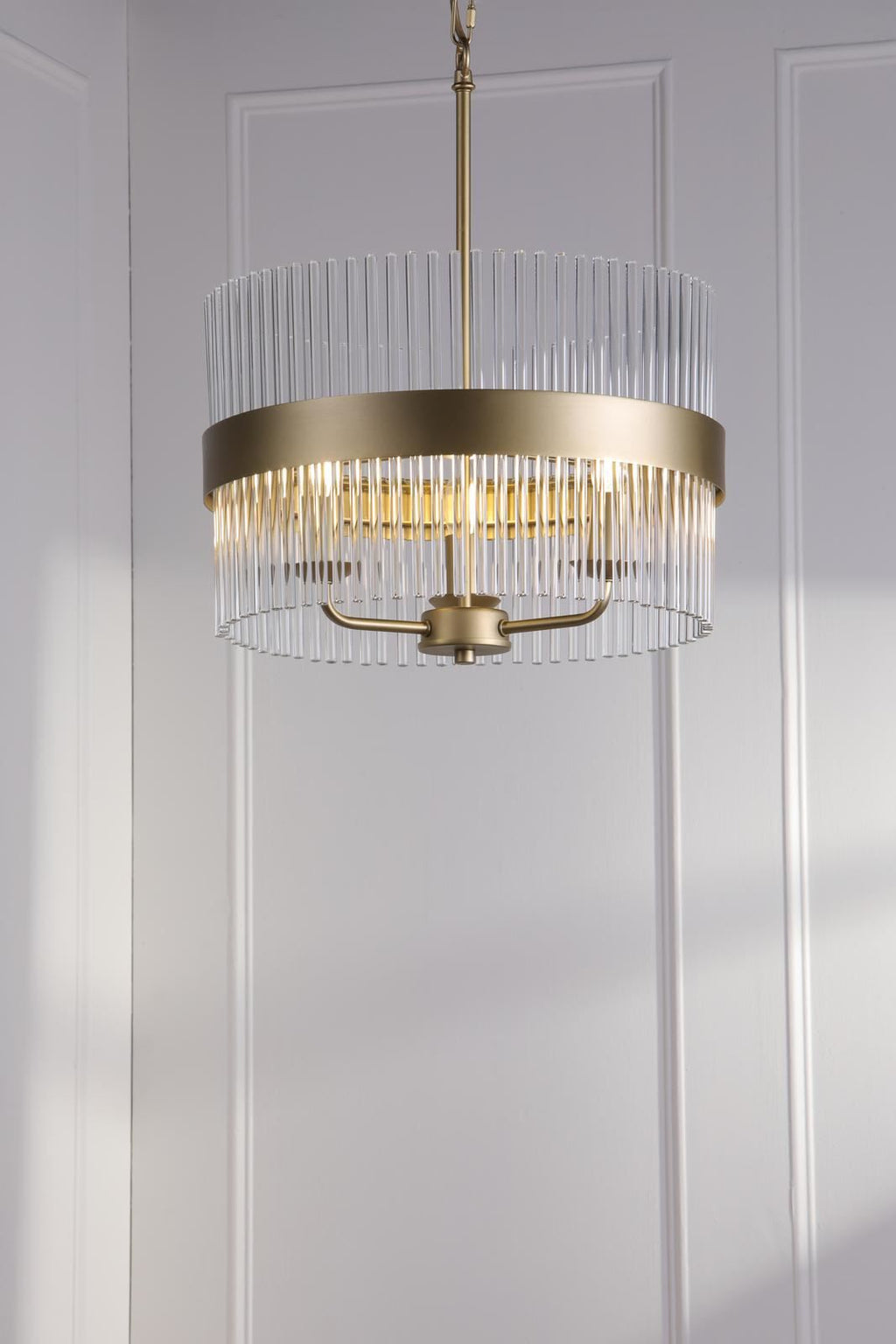 Laura Ashley Alexa 3 Light Pendant Glass and Matt Antique Brass LA3756654-Q