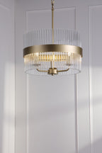 Laura Ashley Alexa 3 Light Pendant Glass and Matt Antique Brass LA3756654-Q