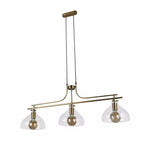 Margarita 3 Light Bar Ceiling Pendant Light In Brass Finish With Clear Glass Shades 31031-3PB