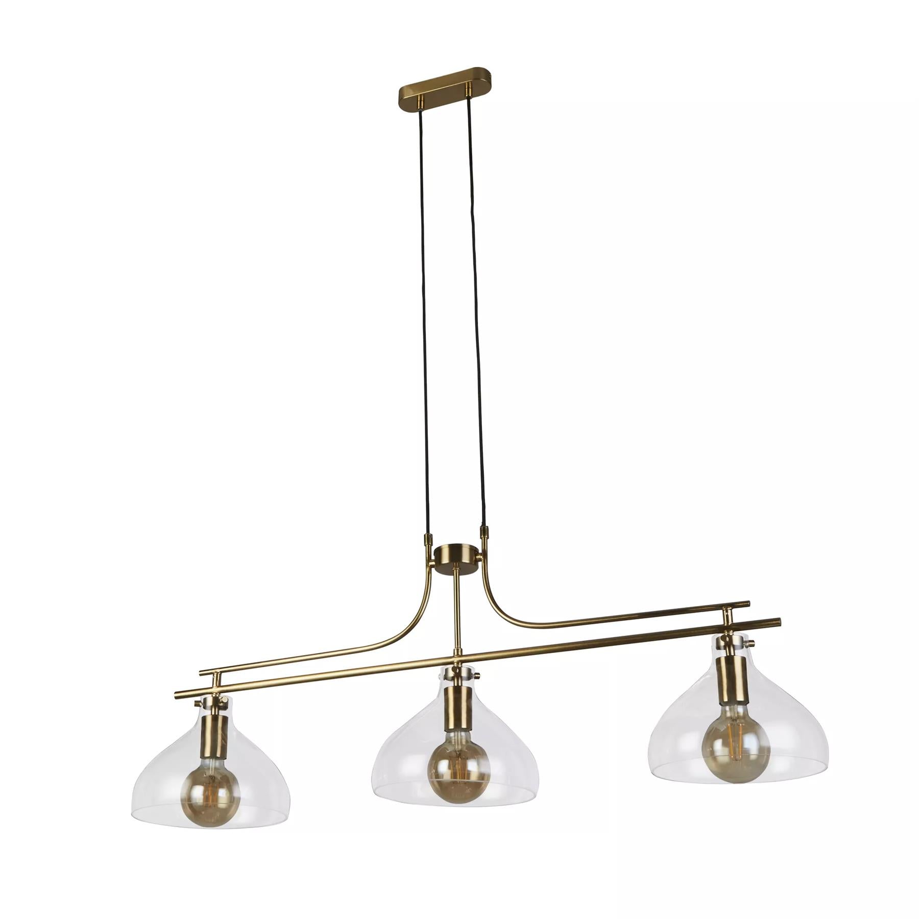 Margarita 3 Light Bar Ceiling Pendant Light In Brass Finish With Clear Glass Shades 31031-3PB