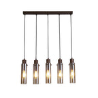 Sweden II 5Lt Ceiling Bar Pendant In Mocha Finish With Amber Glass 88921-5MO