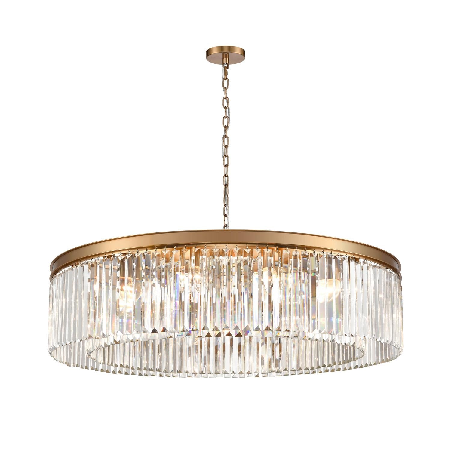 Perdita 12 Light Crystal Ceiling Pendant Light In Aged Brass Finish FL2465-12